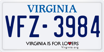VA license plate VFZ3984