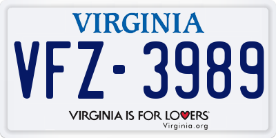 VA license plate VFZ3989