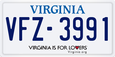 VA license plate VFZ3991