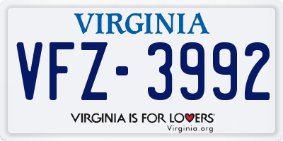 VA license plate VFZ3992