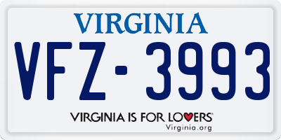 VA license plate VFZ3993