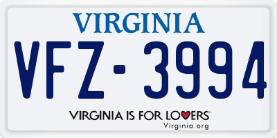 VA license plate VFZ3994
