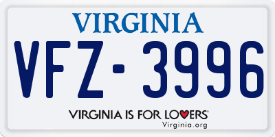 VA license plate VFZ3996