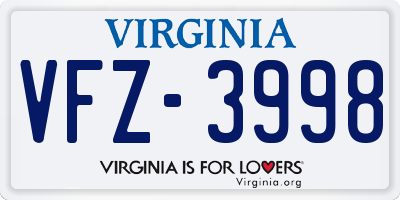 VA license plate VFZ3998