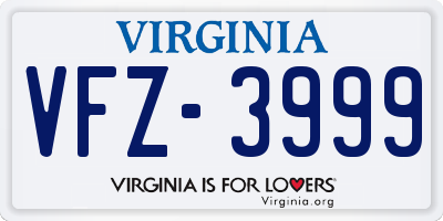 VA license plate VFZ3999