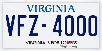VA license plate VFZ4000