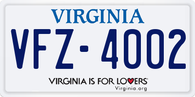 VA license plate VFZ4002