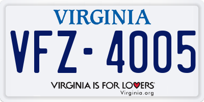 VA license plate VFZ4005