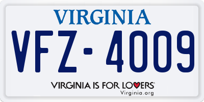 VA license plate VFZ4009