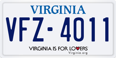 VA license plate VFZ4011