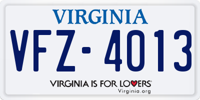 VA license plate VFZ4013