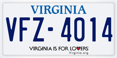 VA license plate VFZ4014