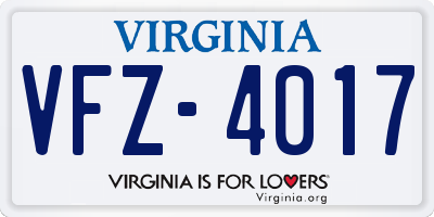 VA license plate VFZ4017