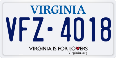 VA license plate VFZ4018