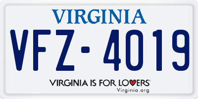 VA license plate VFZ4019