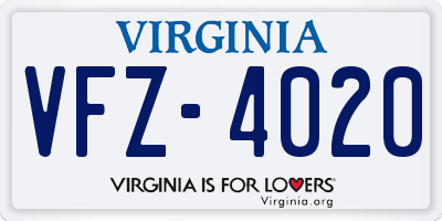 VA license plate VFZ4020