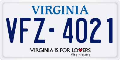 VA license plate VFZ4021