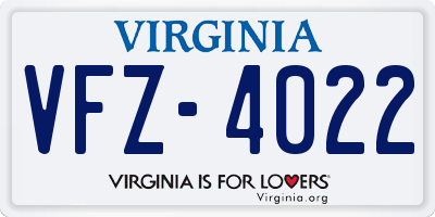VA license plate VFZ4022