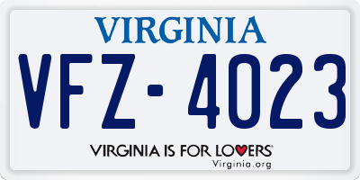 VA license plate VFZ4023