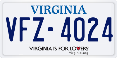 VA license plate VFZ4024