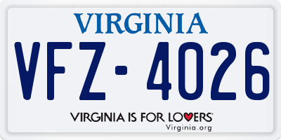 VA license plate VFZ4026