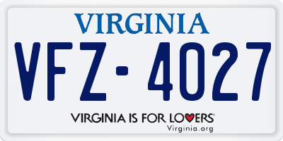 VA license plate VFZ4027