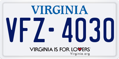 VA license plate VFZ4030