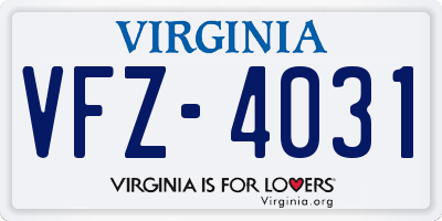 VA license plate VFZ4031