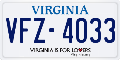 VA license plate VFZ4033