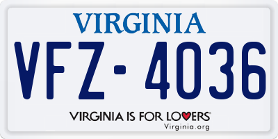 VA license plate VFZ4036