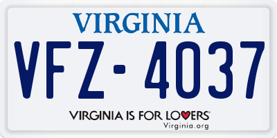 VA license plate VFZ4037