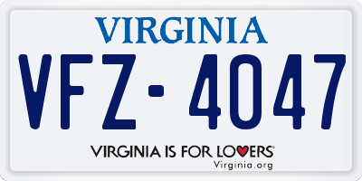 VA license plate VFZ4047