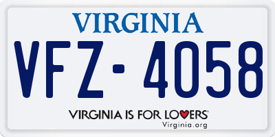 VA license plate VFZ4058