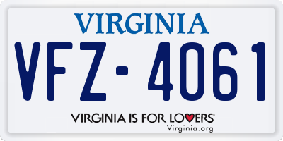 VA license plate VFZ4061