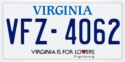 VA license plate VFZ4062