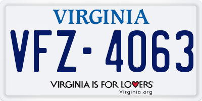 VA license plate VFZ4063