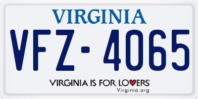 VA license plate VFZ4065