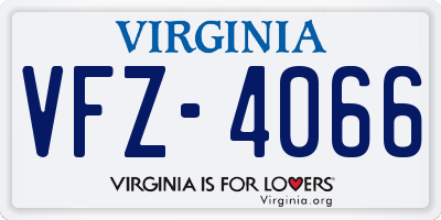 VA license plate VFZ4066