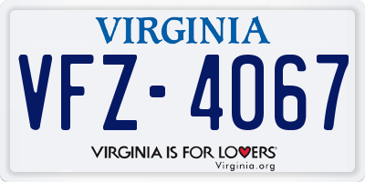 VA license plate VFZ4067