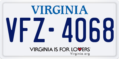 VA license plate VFZ4068