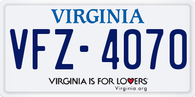 VA license plate VFZ4070