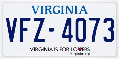 VA license plate VFZ4073