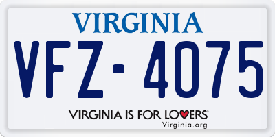 VA license plate VFZ4075