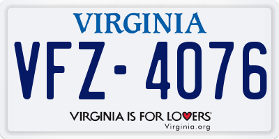 VA license plate VFZ4076