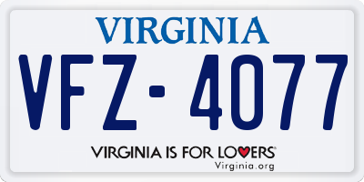 VA license plate VFZ4077