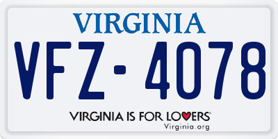 VA license plate VFZ4078