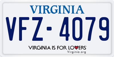 VA license plate VFZ4079