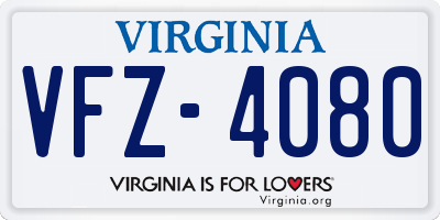 VA license plate VFZ4080