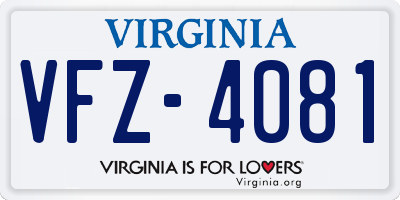 VA license plate VFZ4081