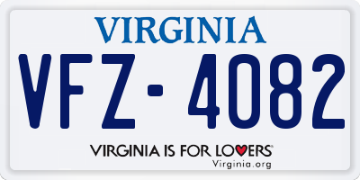 VA license plate VFZ4082